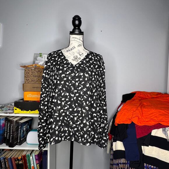 Lush X-LARGE Mila Relaxed Blouse - Stitch Fix Button Up Long Sleeve Elastic Cuff - Picture 14 of 14